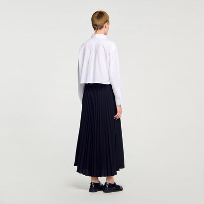 Sandro Curb chain buckle pleated skirt