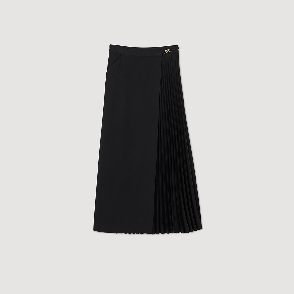 Sandro Curb chain buckle pleated skirt