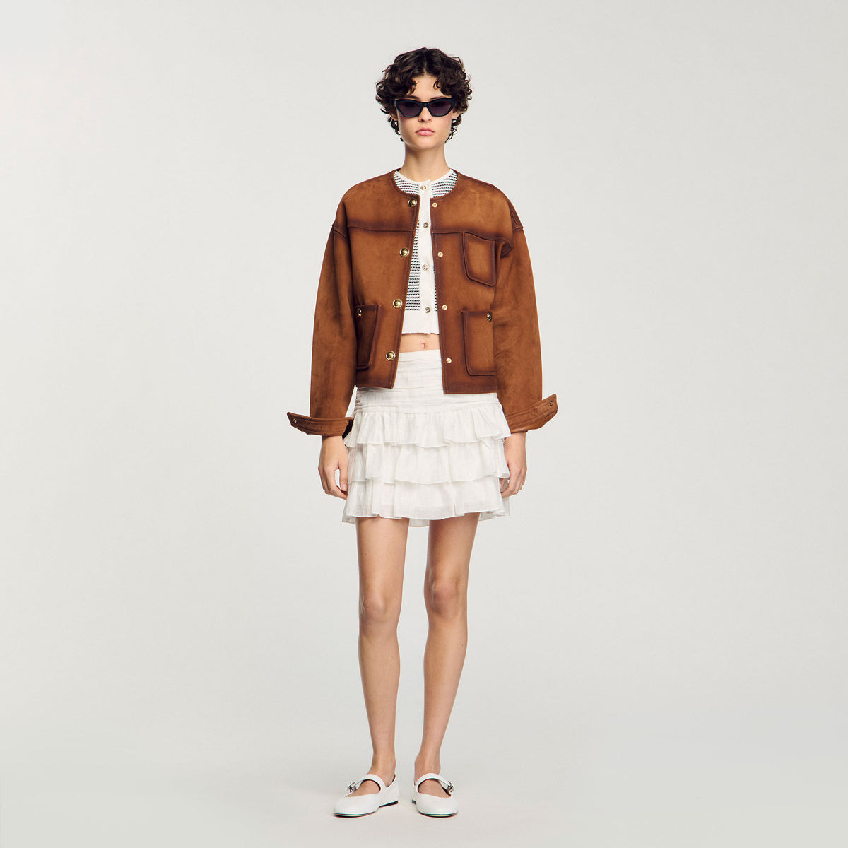 Sandro Mini ruffled skirt