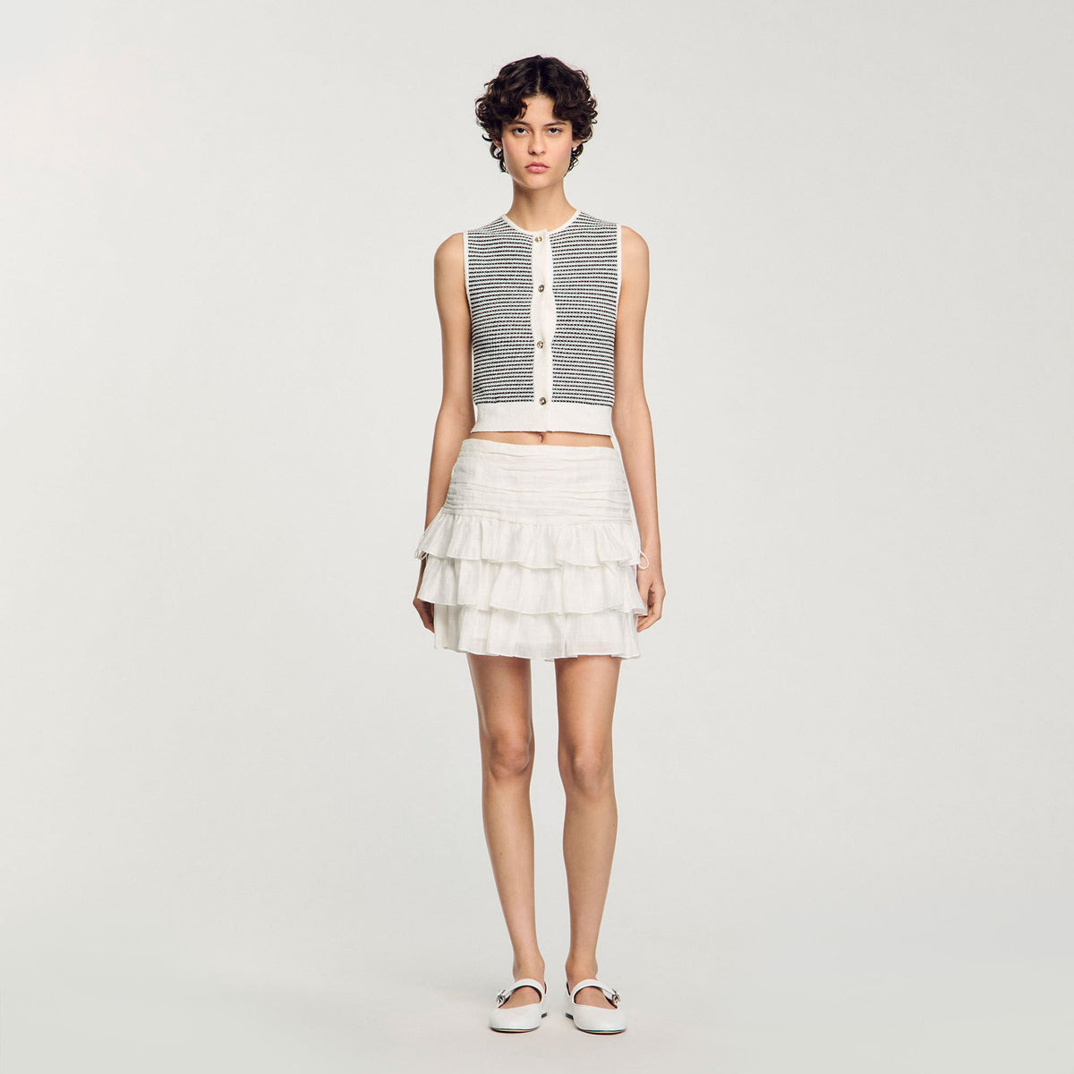 Sandro Mini ruffled skirt
