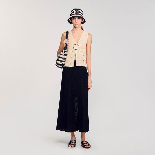 Sandro Maxi decorative knit skirt
