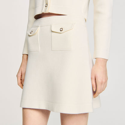 Sandro Mini rib-knit skirt