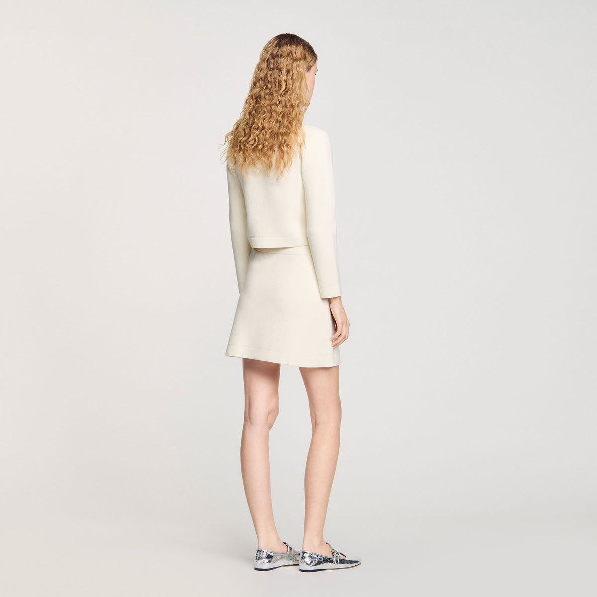 Sandro Mini rib-knit skirt
