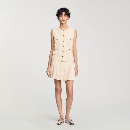 Sandro Mini tweed pleated skirt