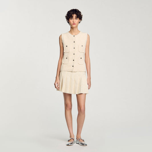 Sandro Mini tweed pleated skirt