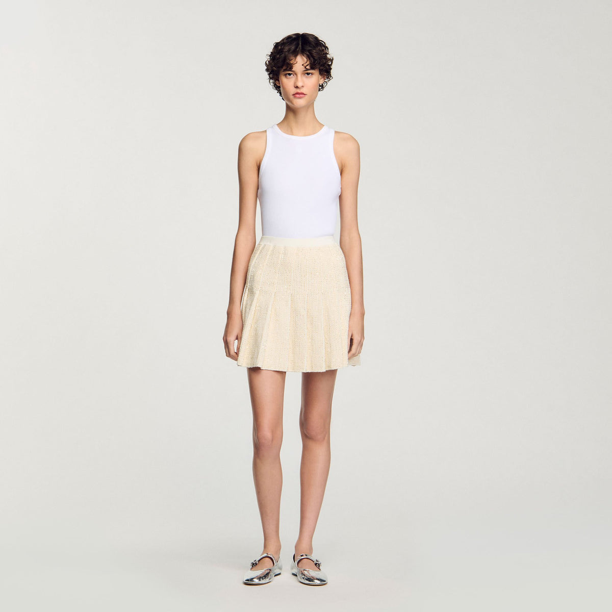 Sandro Mini tweed pleated skirt