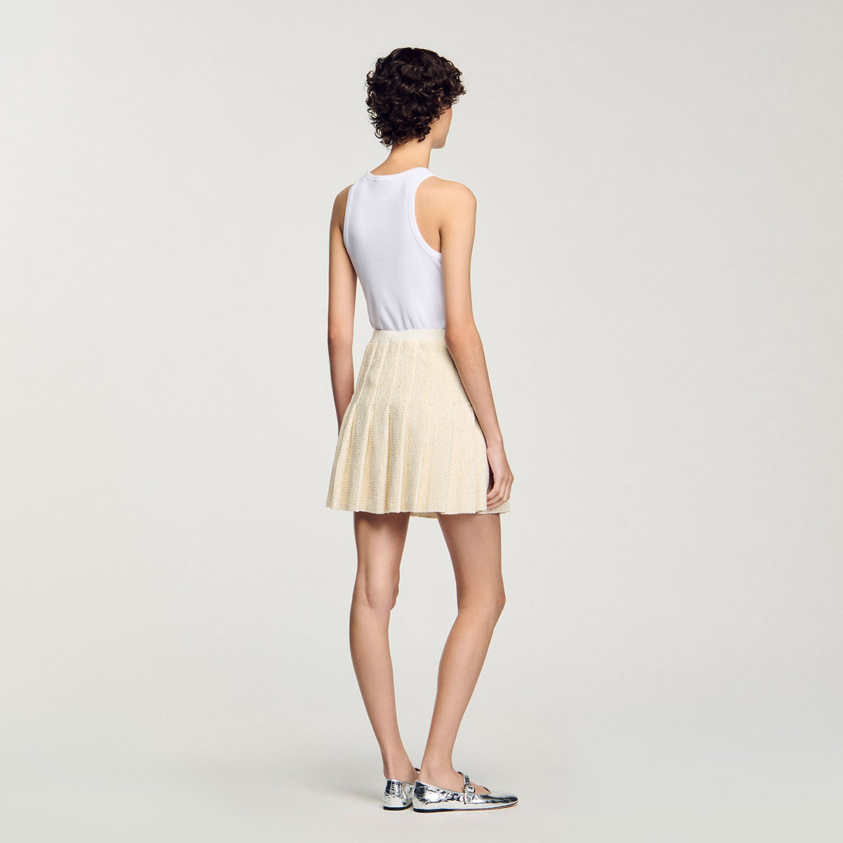 Sandro Mini tweed pleated skirt