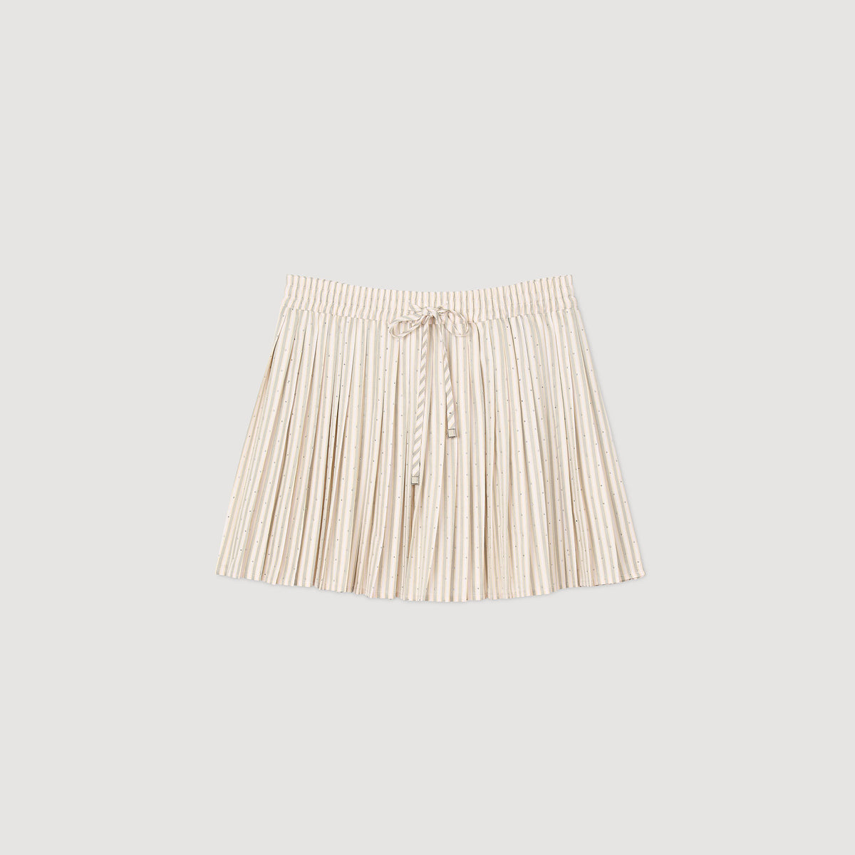 Sandro Rhinestone striped pleated skirt