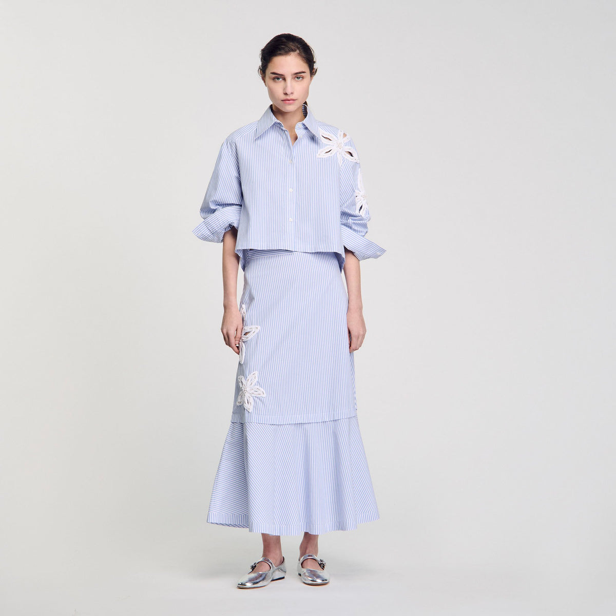Sandro Maxi striped skirt