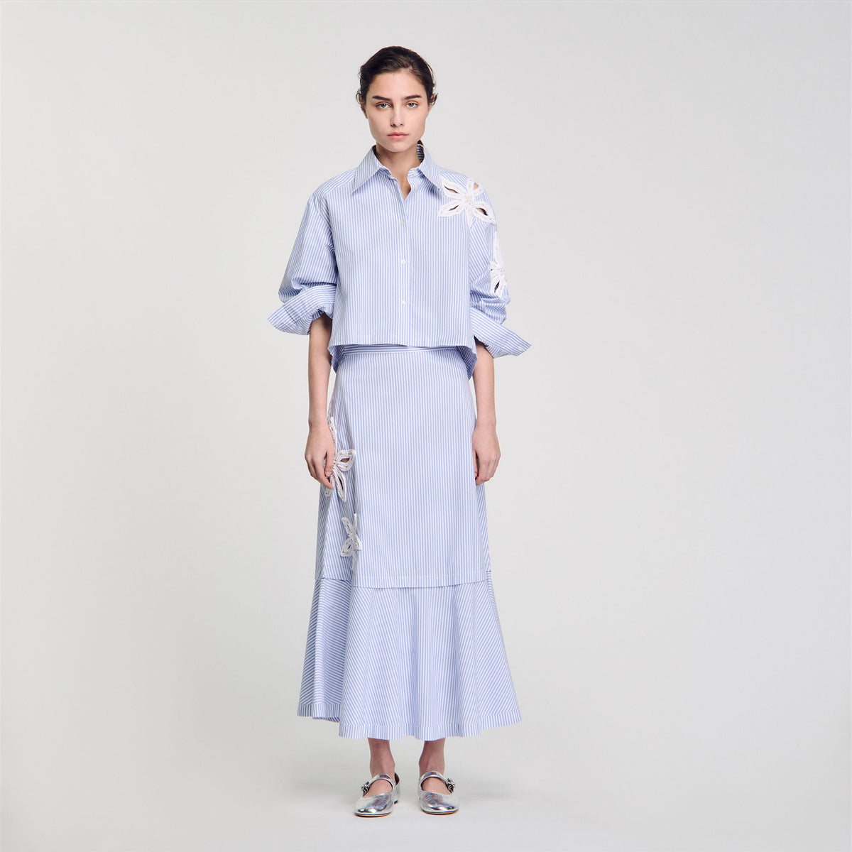 Sandro Maxi striped skirt