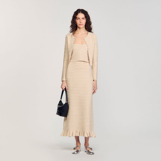 Sandro Rhinestone knit maxi skirt