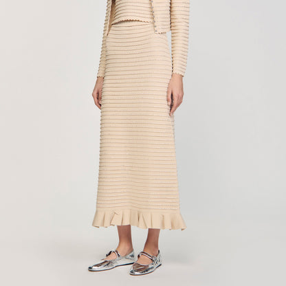 Sandro Rhinestone knit maxi skirt