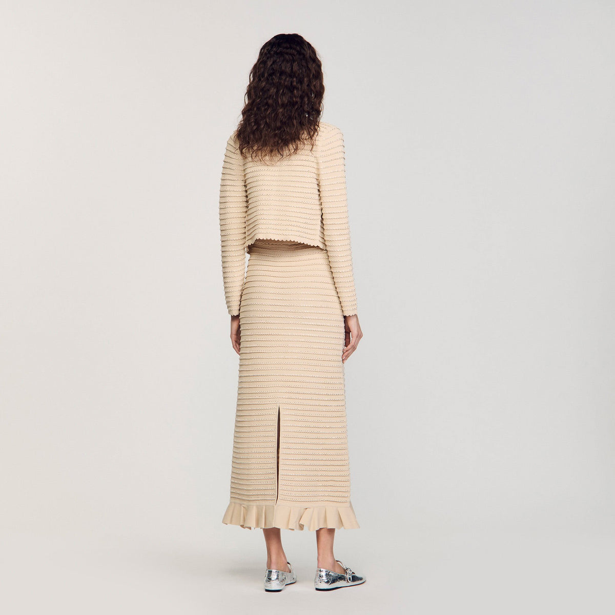 Sandro Rhinestone knit maxi skirt