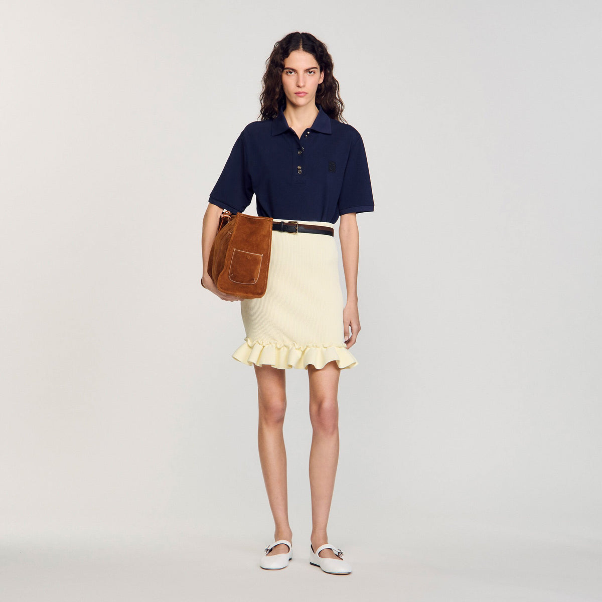 Sandro Knitted skirt with ruffle