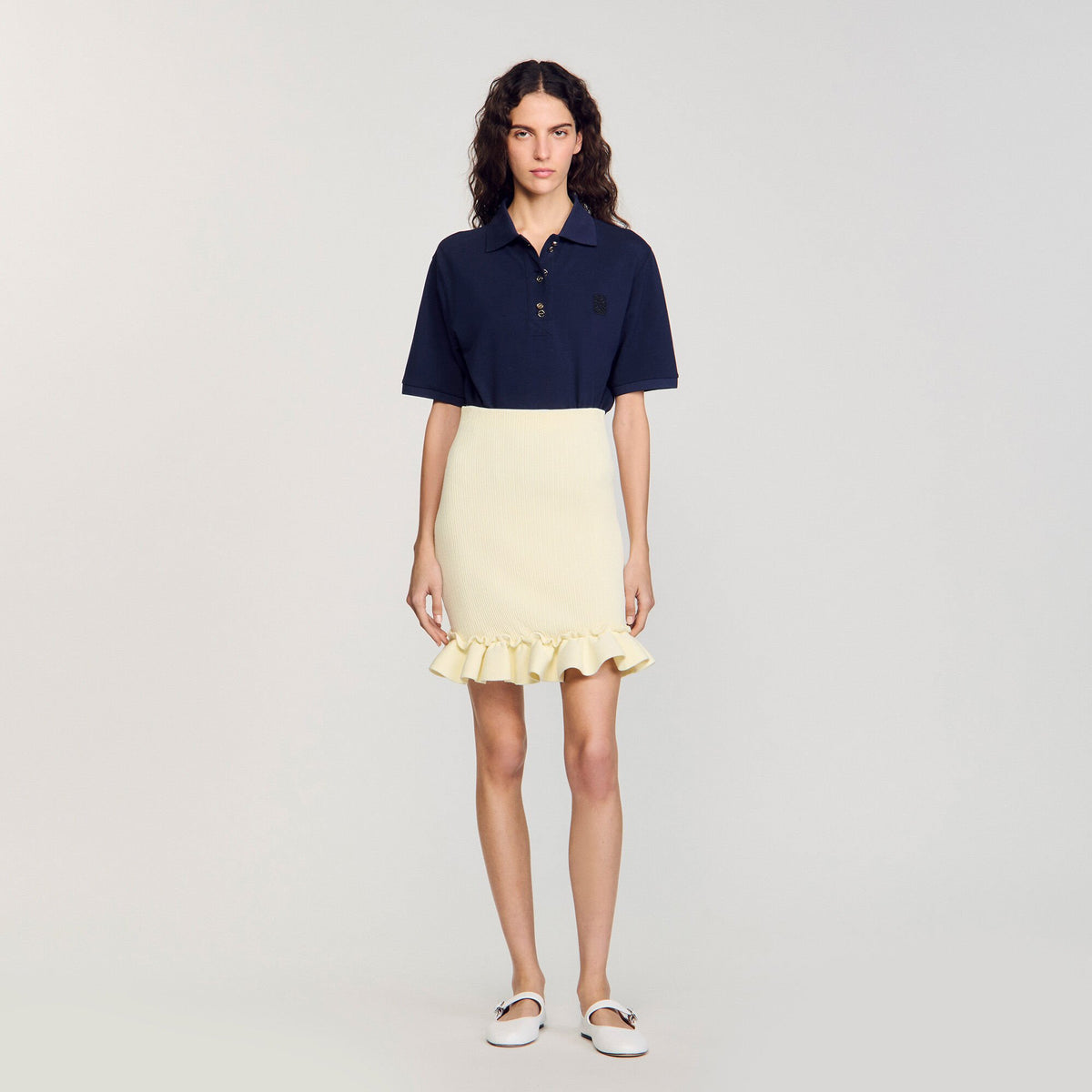 Sandro Knitted skirt with ruffle