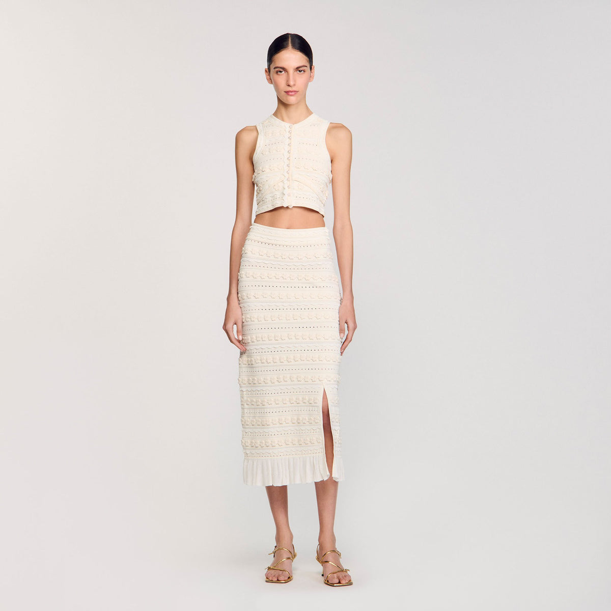 Sandro Maxi skirt with crochet detailing