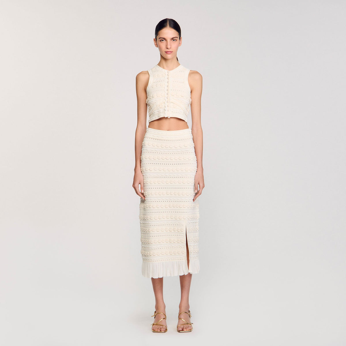 Sandro Maxi skirt with crochet detailing