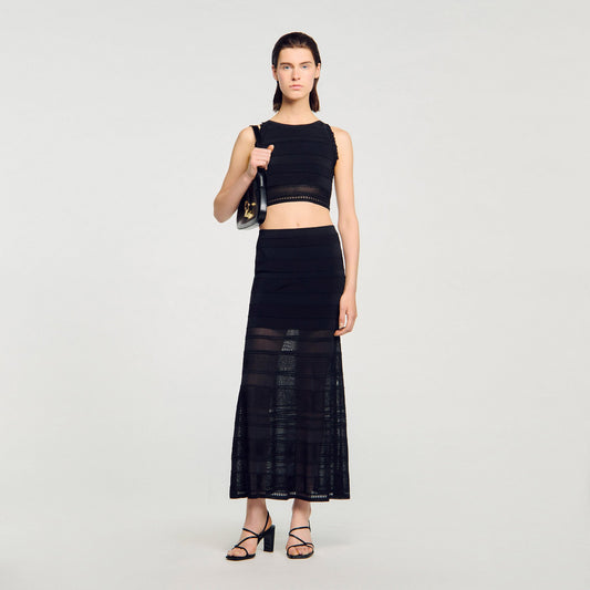 Sandro Maxi decorative knit skirt