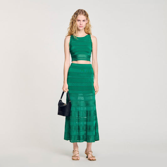 Sandro Maxi decorative knit skirt