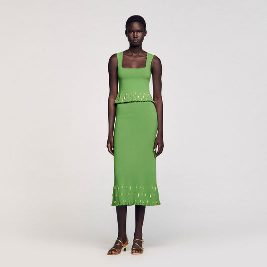 Sandro Maxi knit skirt with charms