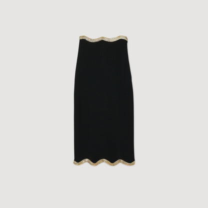 Sandro Maxi knitted skirt with chain detail