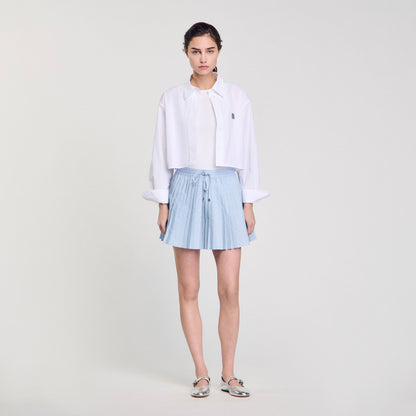 Sandro Mini pleated rhinestone skirt