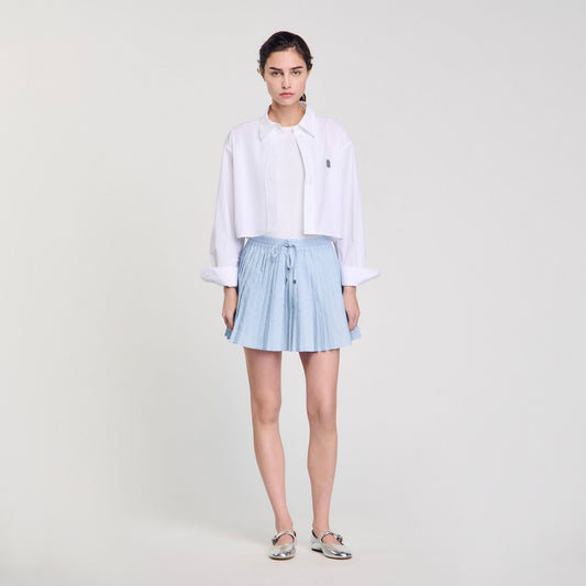 Sandro Mini pleated rhinestone skirt
