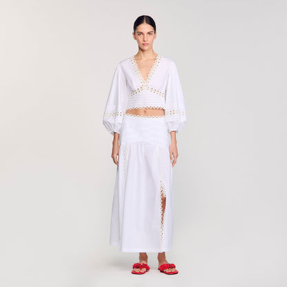 Sandro Maxi poplin skirt