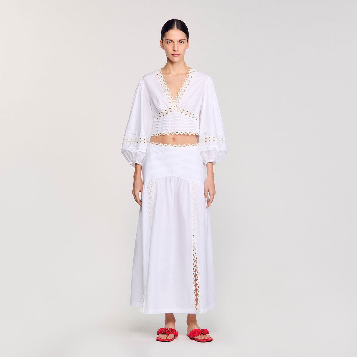 Sandro Maxi poplin skirt