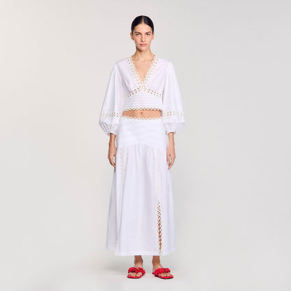 Sandro Maxi poplin skirt