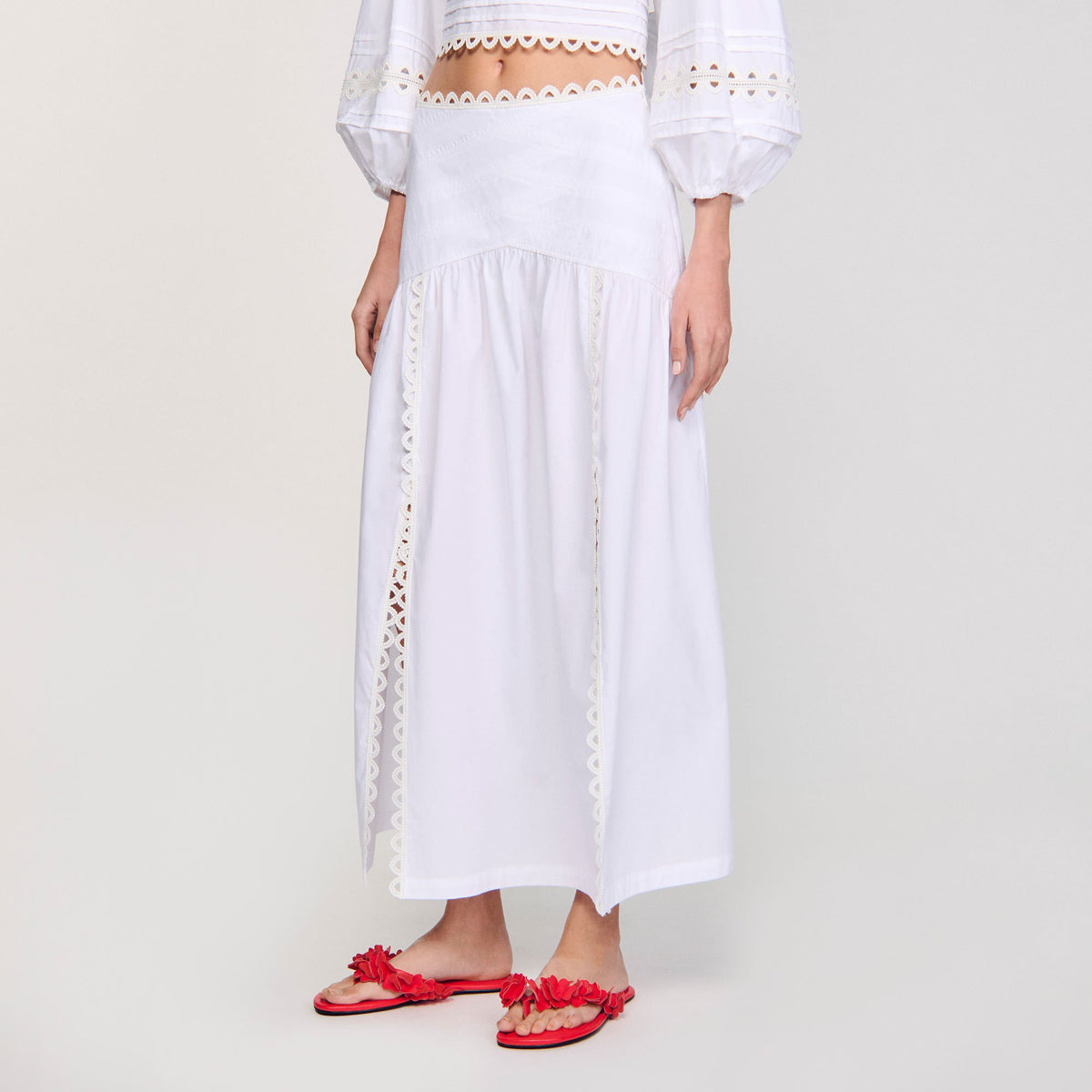 Sandro Maxi poplin skirt