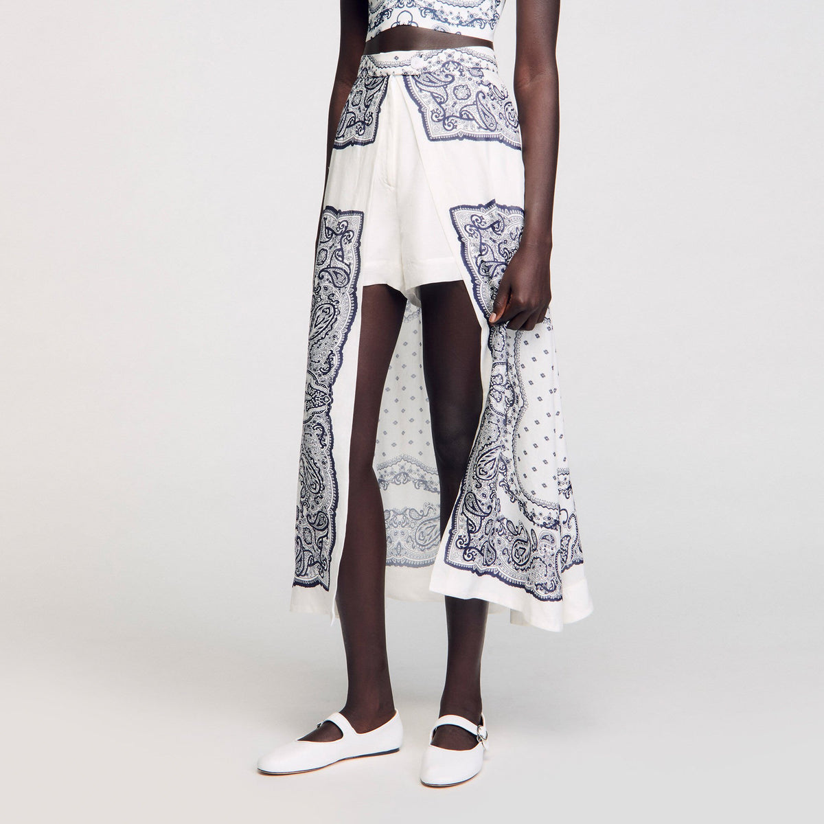 Sandro Bandana-motif skirt shorts