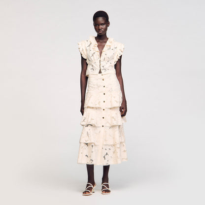 Sandro Maxi frilled skirt