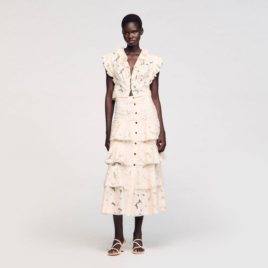 Sandro Maxi frilled skirt