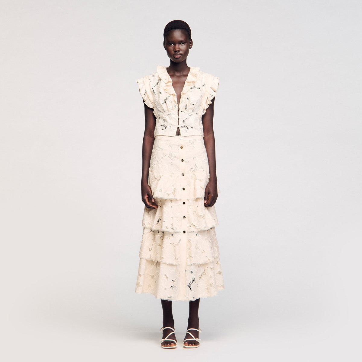 Sandro Maxi frilled skirt