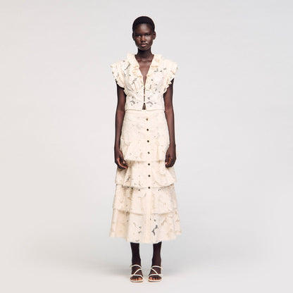 Sandro Maxi frilled skirt