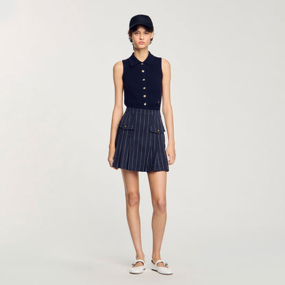 Sandro Mini striped pleated skirt