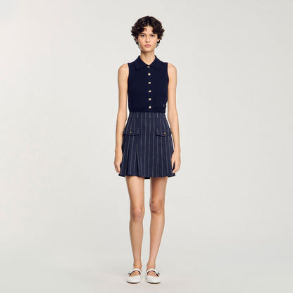 Sandro Mini striped pleated skirt