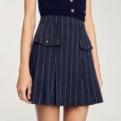 Sandro Mini striped pleated skirt
