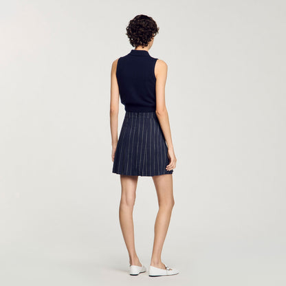 Sandro Mini striped pleated skirt