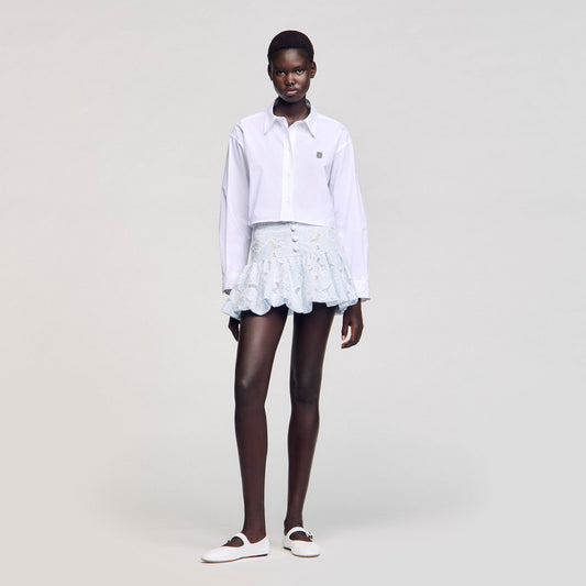 Sandro Mini guipure skirt