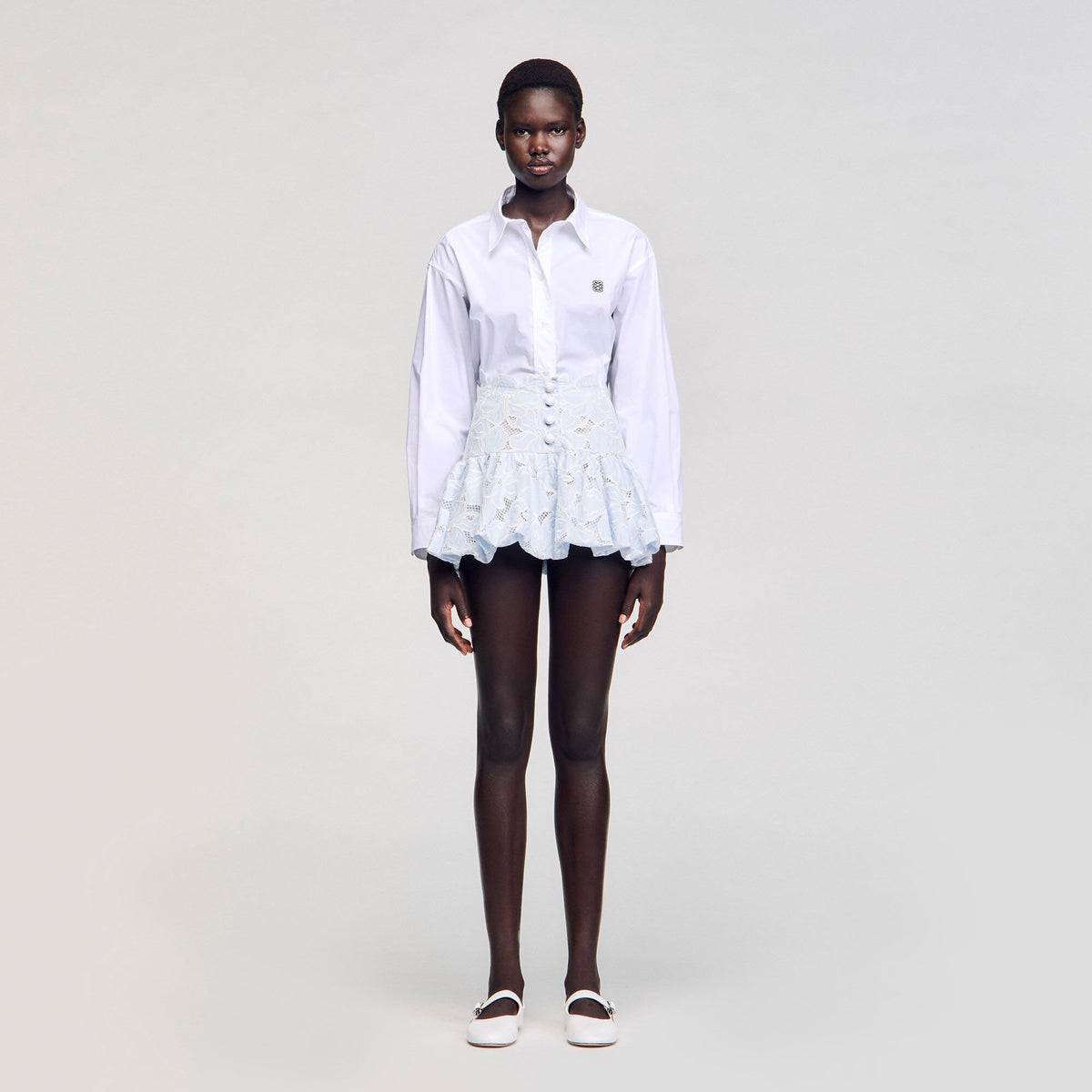 Sandro Mini guipure skirt