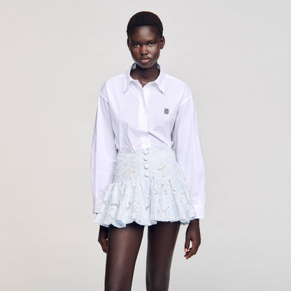 Sandro Mini guipure skirt