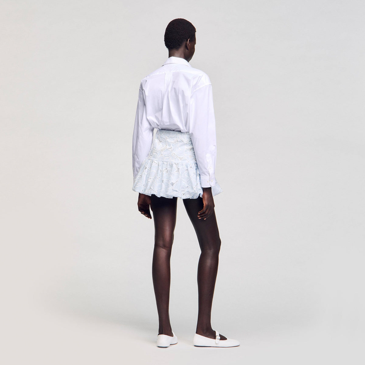 Sandro Mini guipure skirt