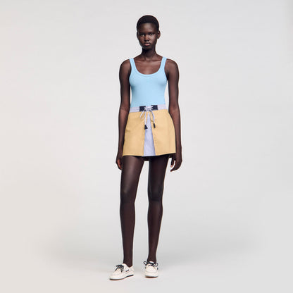 Sandro Mini dual-material skirt