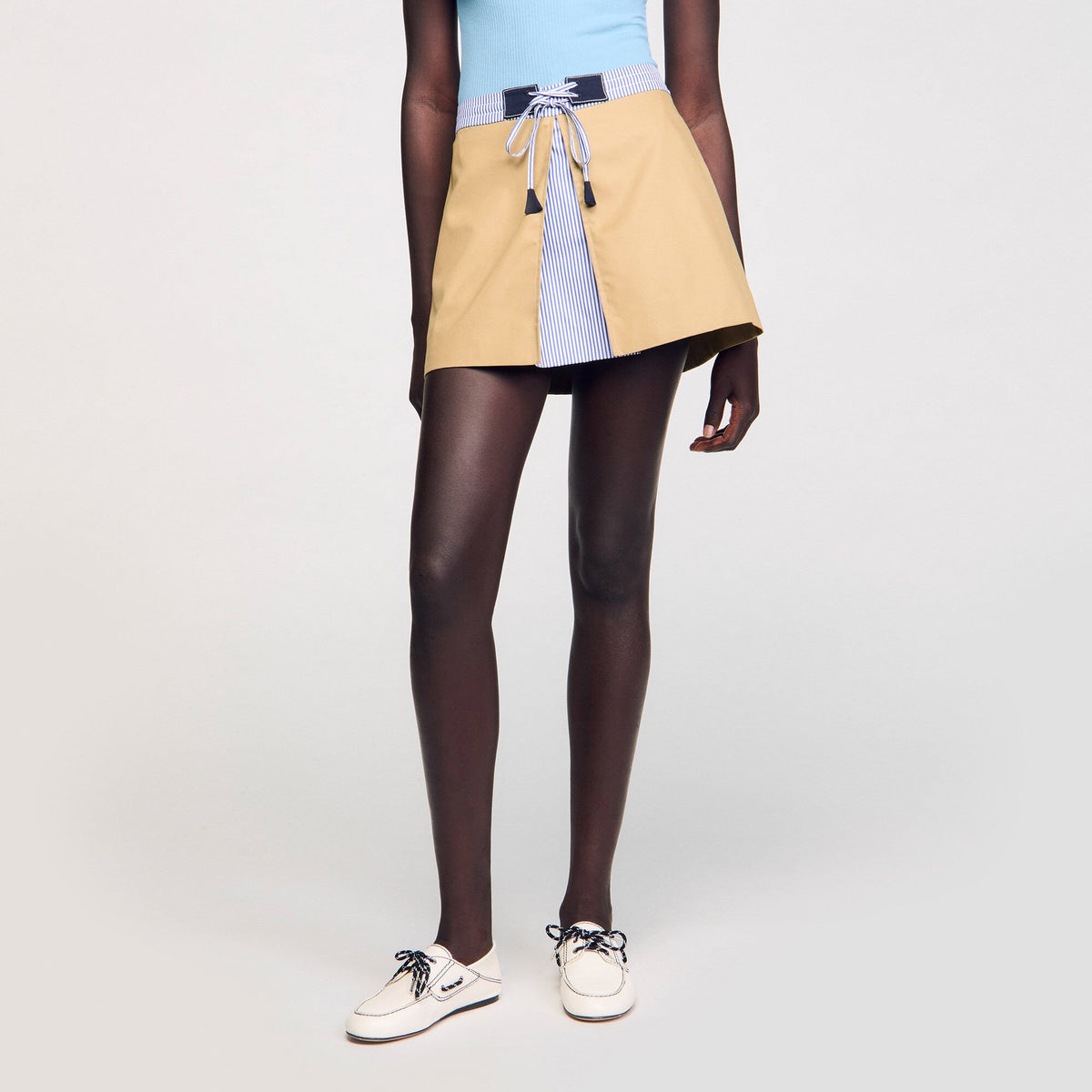 Sandro Mini dual-material skirt