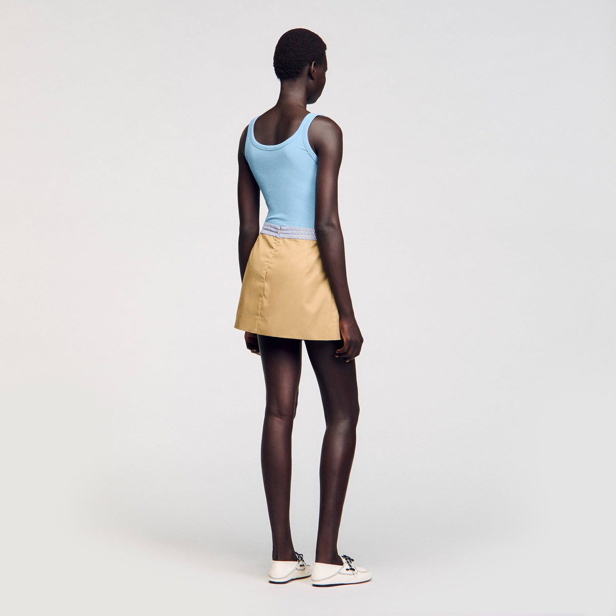 Sandro Mini dual-material skirt