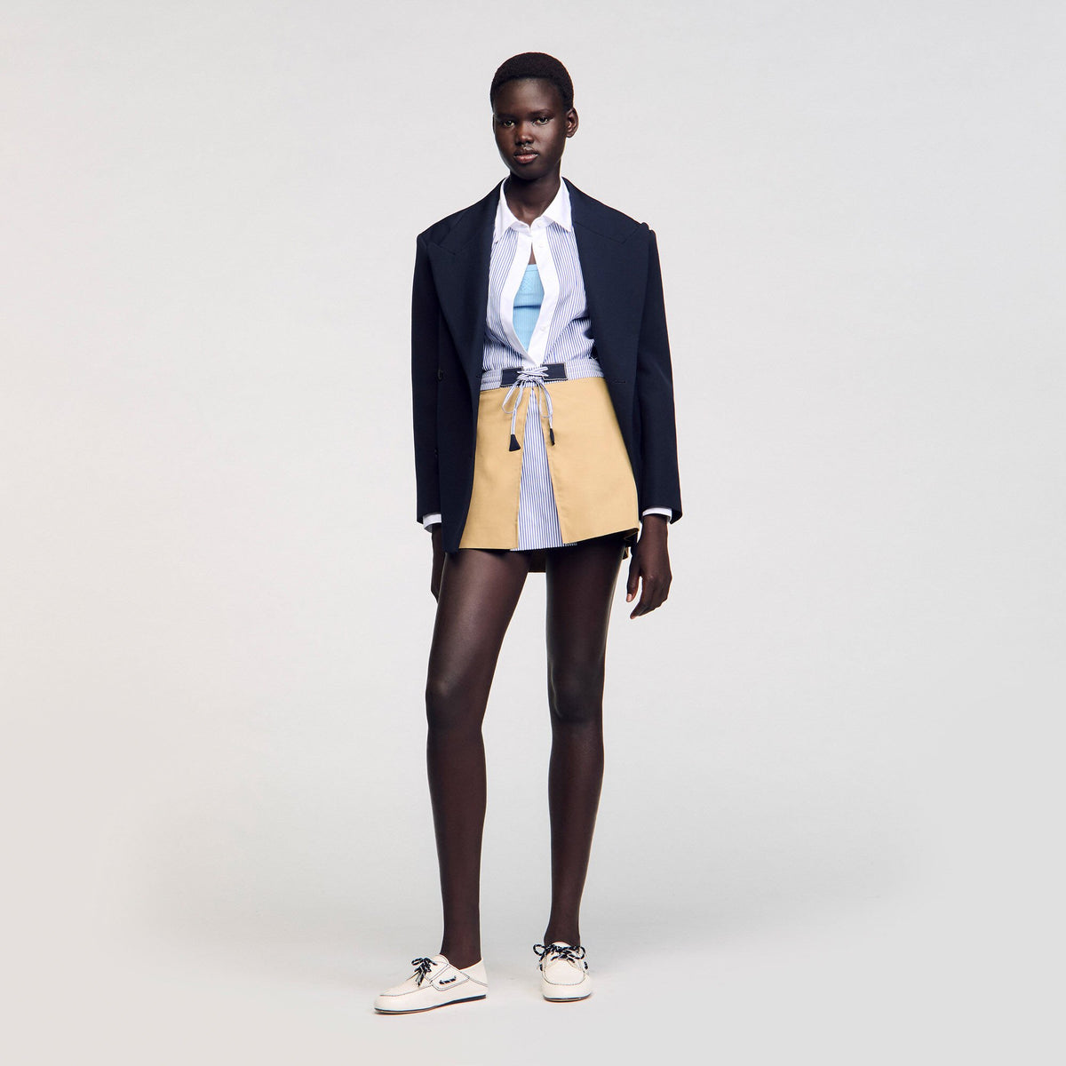 Sandro Mini dual-material skirt