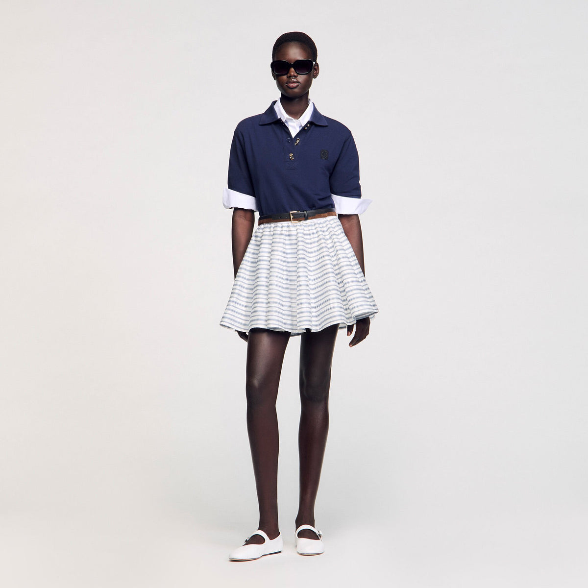 Sandro Spiral print skater skirt