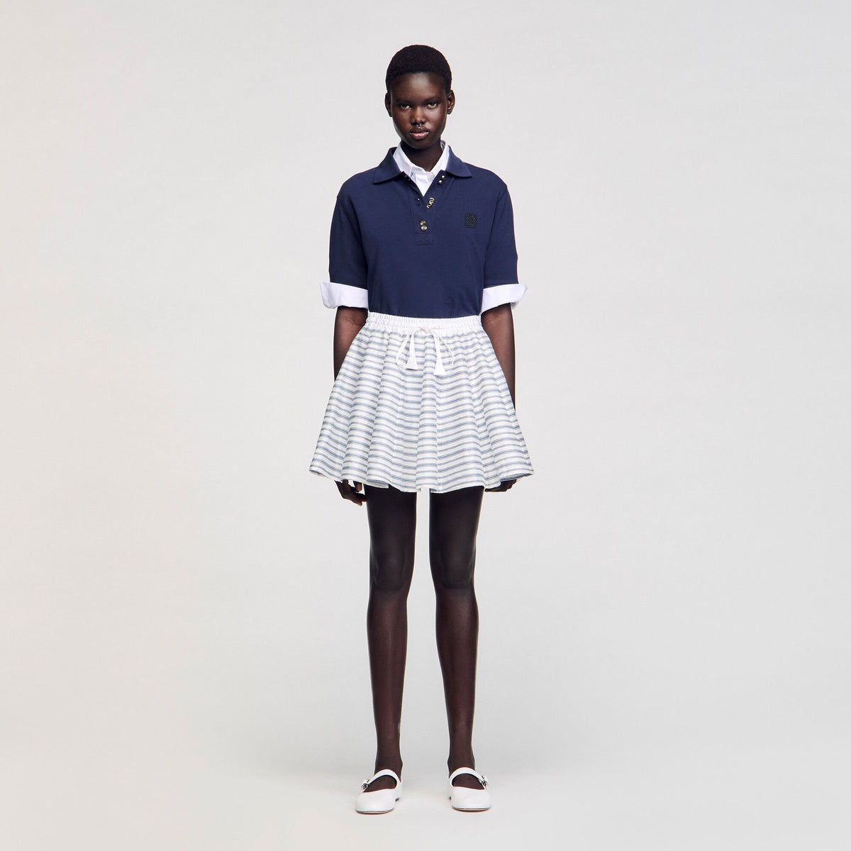 Sandro Spiral print skater skirt